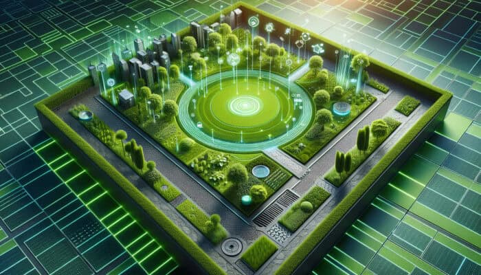 Smart lawn technology showcasing real-time soil moisture monitoring and eco-friendly drainage solutions.