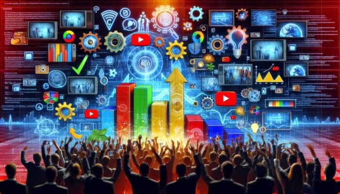 A colourful digital interface showcasing various YouTube playlists with thumbnails, enhancing engagement and SEO.